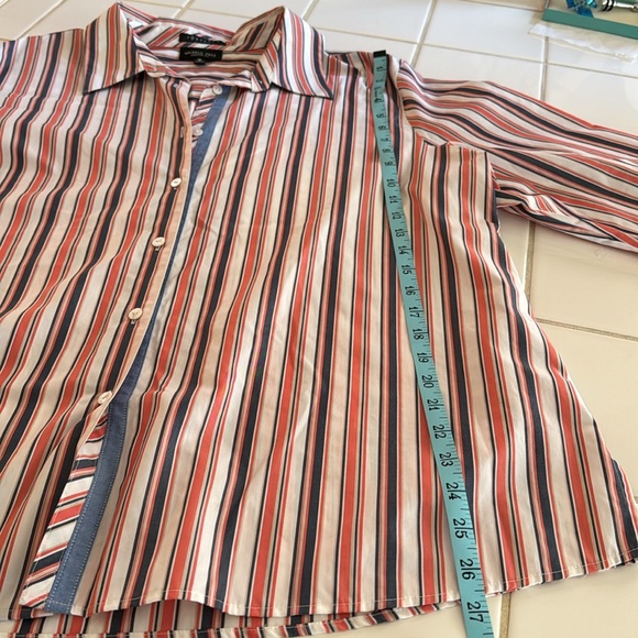 * Foxcroft shaped fit Non-Iron Stretch Tunic striped multi color 20W - Picture 8 of 10